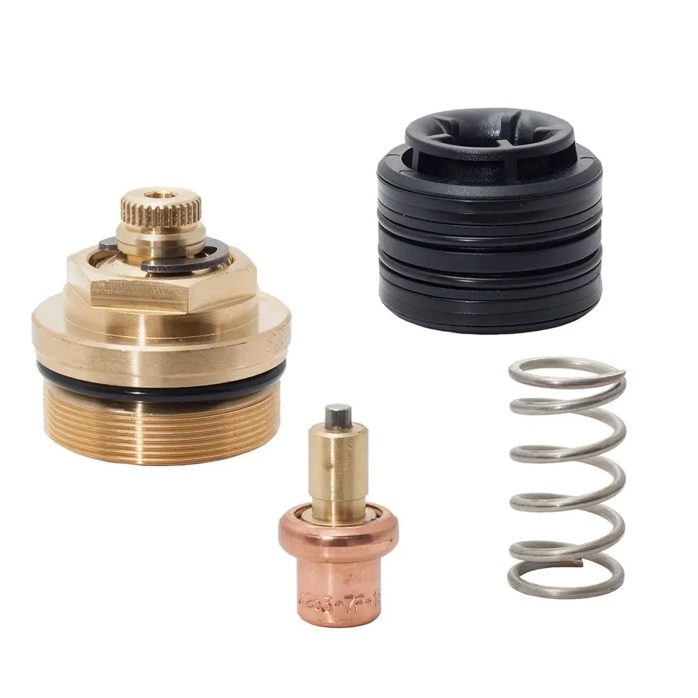 ESBE Thermostat-Ersatzteile in verschiedenen Materialien, inklusive einer Feder, zur Optimierung der Temperaturregelung in Heizsystemen.